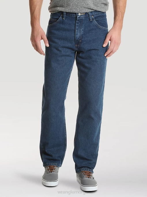 klær nei Wrangler menn autentiske bomullsjeans med avslappet passform mørk steinvask (10zm200sd) 8V40113
