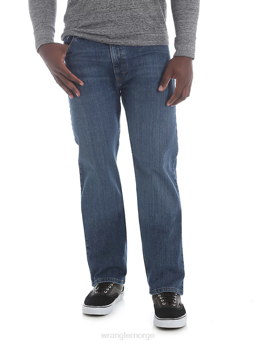 klær nei Wrangler menn femstjerners premium denim flex for komfort jeans med normal passform mørk steinvask (96fxvsd) 8V40139