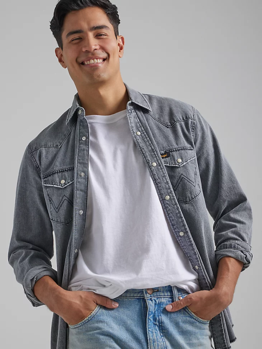 klær nei Wrangler menn arv arbeidsskjorte vasket svart (112335452) 8V40474