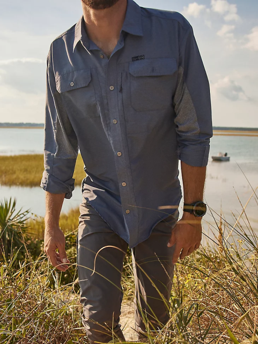 klær nei Wrangler menn atg mix material skjorte vintage indigo (nsb89vn) 8V40378