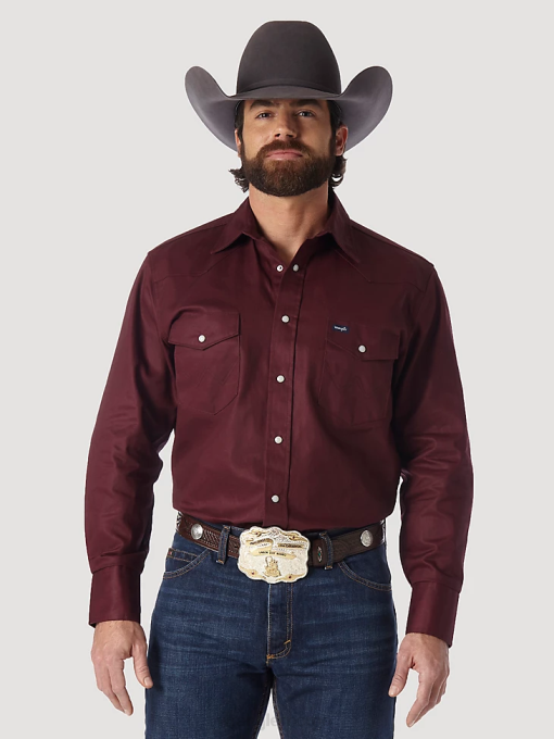 klær nei Wrangler menn cowboykuttet, solid, langermet vestlig, solid arbeidsskjorte rødt oksid (ms70719) 8V40423