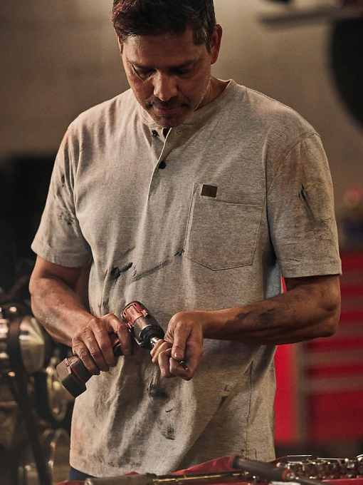 klær nei Wrangler menn riggs arbeidsklær kortermet henley askelyng (3w760ah) 8V40271