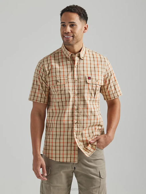 klær nei Wrangler menn riggs workwear rutete arbeidsskjorte khaki gul (112325418) 8V40673