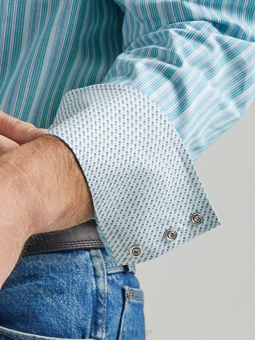 klær nei Wrangler menn 20x konkurranse avansert komfort kortermet vestlig skjorte med snapprint marine skumring (112327799) 8V40503