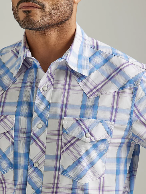 klær nei Wrangler menn 20x konkurranse avansert komfort kortermet western skjorte med to lommer iris lilla (112327811) 8V40454