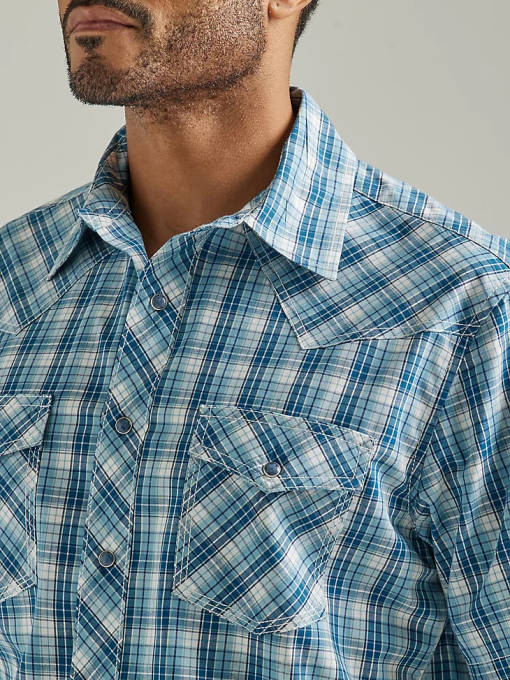 klær nei Wrangler menn 20x konkurranse avansert komfort kortermet western skjorte med to lommer stillehavssjekk (112327806) 8V40453