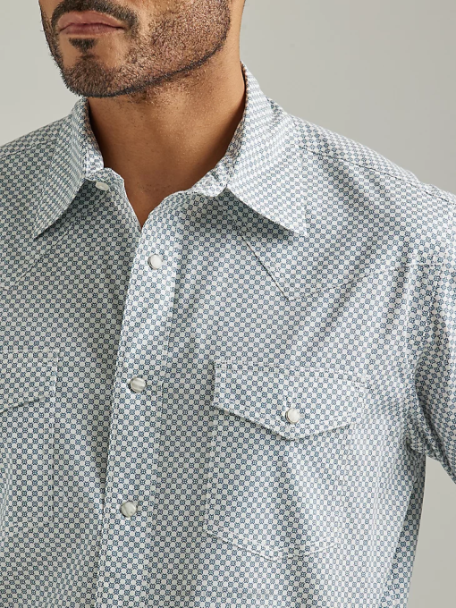 klær nei Wrangler menn 20x konkurranse avansert komfort langermet vestlig skjorte med snaptrykk Adriaterhavsflåten (112327798) 8V40489