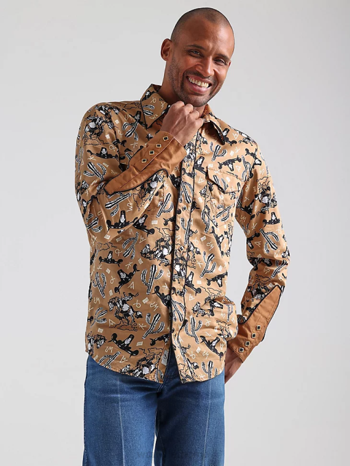 klær nei Wrangler menn 20x konkurranse avansert komfort langermet vestlig skjorte med snaptrykk azul blå (112324833) 8V40481