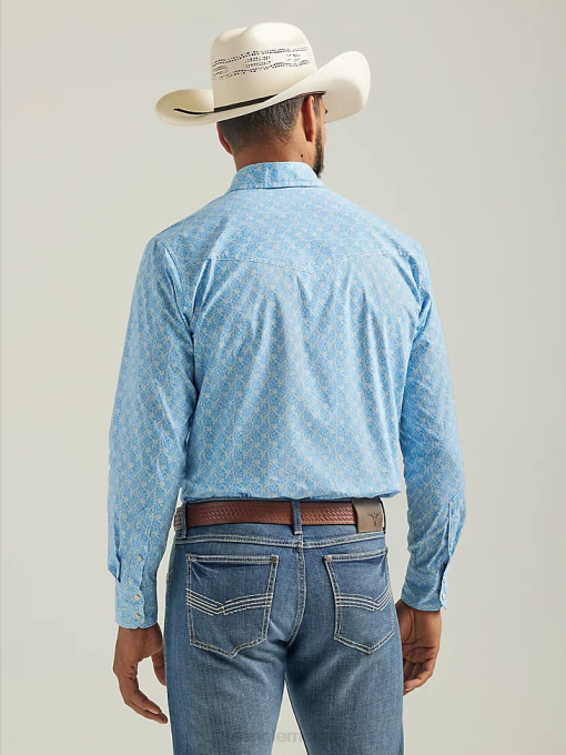 klær nei Wrangler menn 20x konkurranse avansert komfort langermet vestlig skjorte med snaptrykk azul blå (112324833) 8V40481