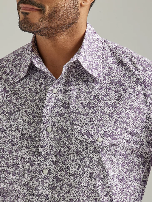 klær nei Wrangler menn 20x konkurranse avansert komfort langermet vestlig skjorte med snaptrykk lilla drue paisley (112327808) 8V40487