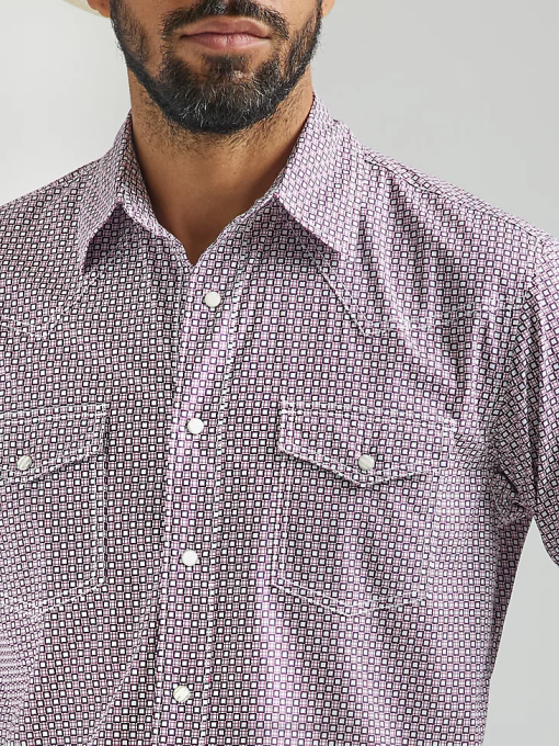 klær nei Wrangler menn 20x konkurranse avansert komfort langermet vestlig skjorte med snaptrykk mørk rosa (112324836) 8V40483