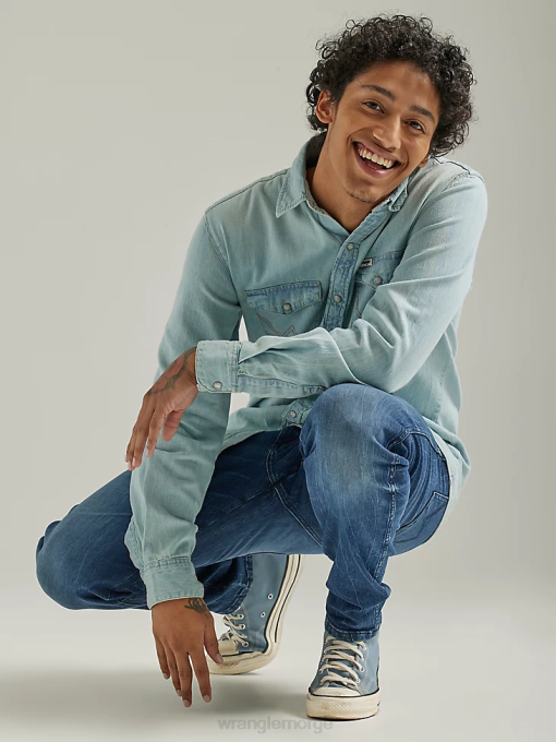 klær nei Wrangler menn Heritage redding jean med løs passform revet lett vask (112335468) 8V40185