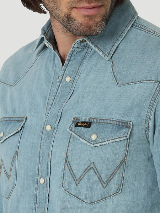 klær nei Wrangler menn arv arbeidsskjorte isblå (112319096) 8V40477