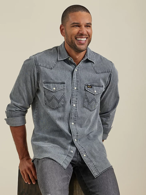 klær nei Wrangler menn arv arbeidsskjorte vasket svart (112335452) 8V40474