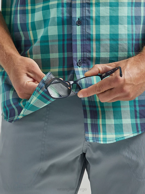 klær nei Wrangler menn atg asymmetrisk rutete skjorte med glidelåslomme tidevannspledd (112333849) 8V40322