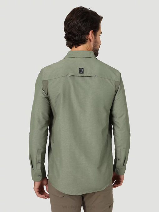 klær nei Wrangler menn atg mix material skjorte støvete oliven (nsb89dv) 8V40377