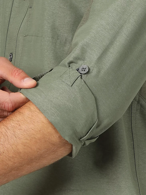 klær nei Wrangler menn atg mix material skjorte støvete oliven (nsb89dv) 8V40377