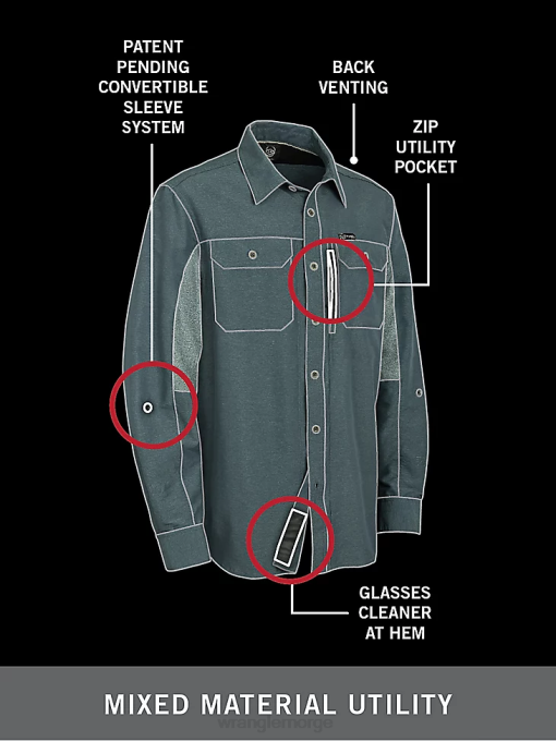 klær nei Wrangler menn atg mix material skjorte støvete oliven (nsb89dv) 8V40377