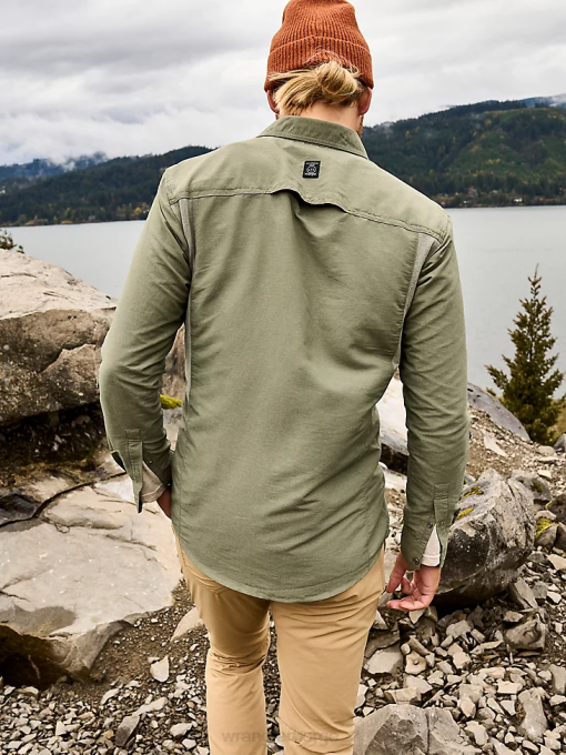 klær nei Wrangler menn atg mix material skjorte støvete oliven (nsb89dv) 8V40635