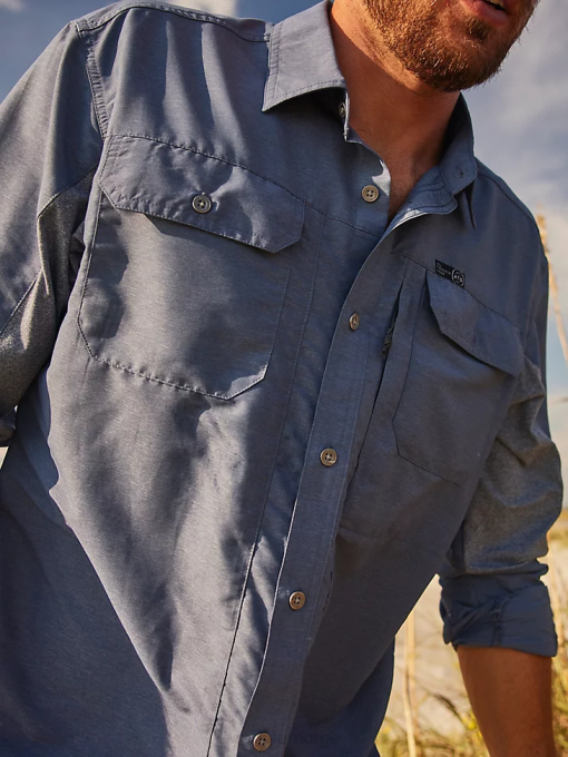 klær nei Wrangler menn atg mix material skjorte vintage indigo (nsb89vn) 8V40378