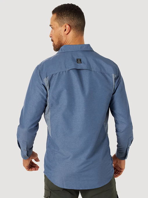 klær nei Wrangler menn atg mix material skjorte vintage indigo (nsb89vn) 8V40378