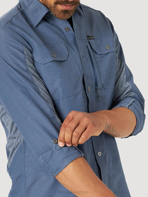 klær nei Wrangler menn atg mix material skjorte vintage indigo (nsb89vn) 8V40378