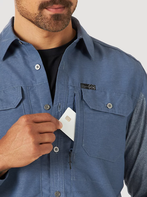 klær nei Wrangler menn atg mix material skjorte vintage indigo (nsb89vn) 8V40378