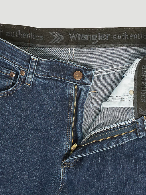 klær nei Wrangler menn autentisk normal passform komfort midje jeans mørk steinvask (10zm1csds) 8V40208
