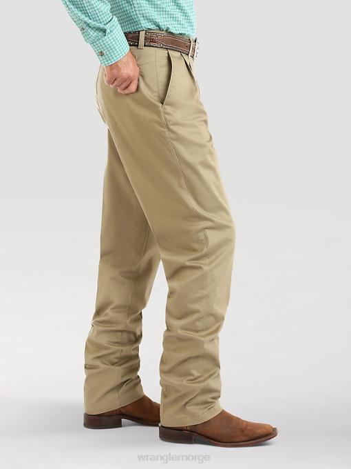 klær nei Wrangler menn casuals plisserte bukser med avslappet passform foran khaki (00097kh) 8V40262