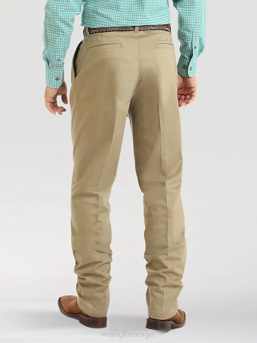 klær nei Wrangler menn casuals plisserte bukser med avslappet passform foran khaki (00097kh) 8V40262