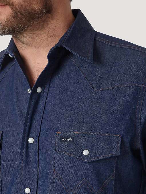 klær nei Wrangler menn cowboy vask rutete skjorte aura oransje (112330917) 8V40409