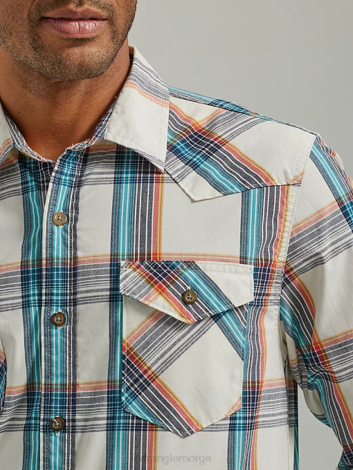 klær nei Wrangler menn cowboy vask rutete skjorte honning (112330929) 8V40411