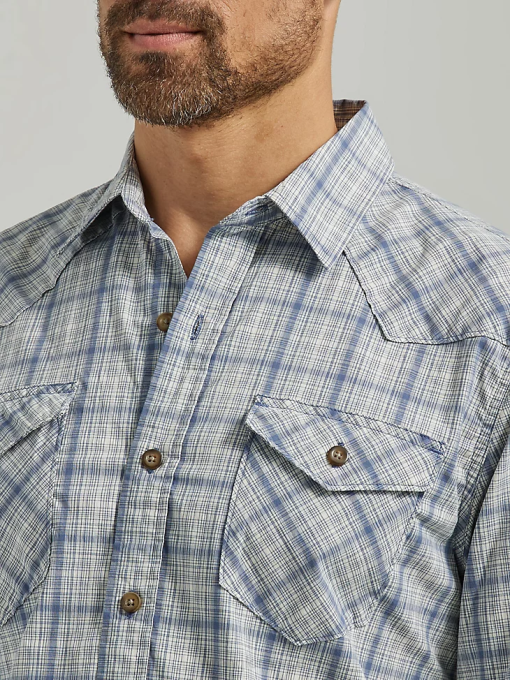 klær nei Wrangler menn cowboy vask rutete skjorte vintage indigo (112330911) 8V40414