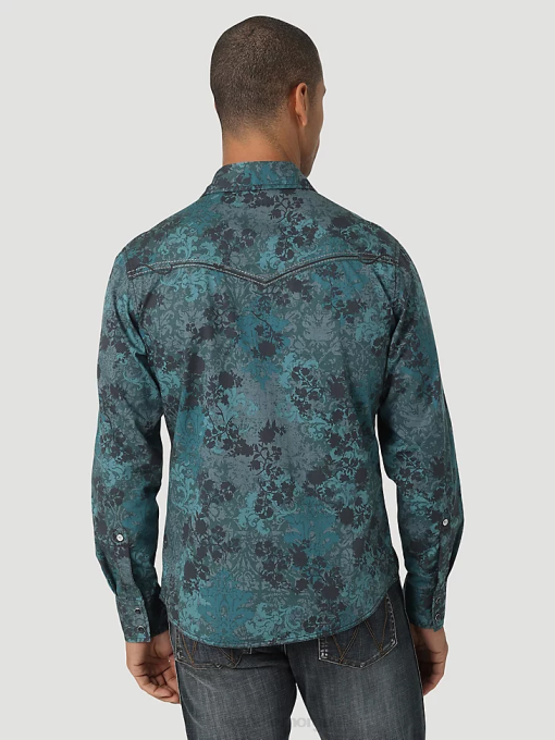 klær nei Wrangler menn cowboykuttet solid langermet vestlig solid arbeidsskjorte råskinn (ms71519) 8V40416