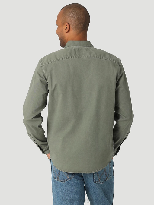klær nei Wrangler menn episk myk stretch twill skjorte gran (112322905) 8V40331