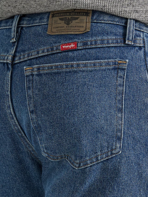 klær nei Wrangler menn femstjerners premium denim jeans med normal passform mørk steinvask (96501ds) 8V4091