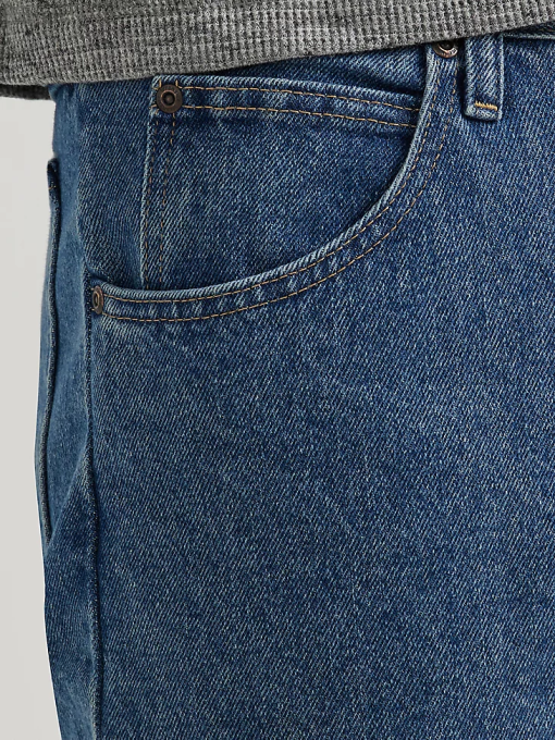 klær nei Wrangler menn femstjerners premium denim jeans med normal passform mørk steinvask (96501ds) 8V4091
