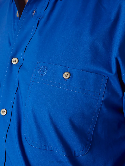 klær nei Wrangler menn george strait  national patriot solid skjorte med knapper kongeblå (mgs273b) 8V40371