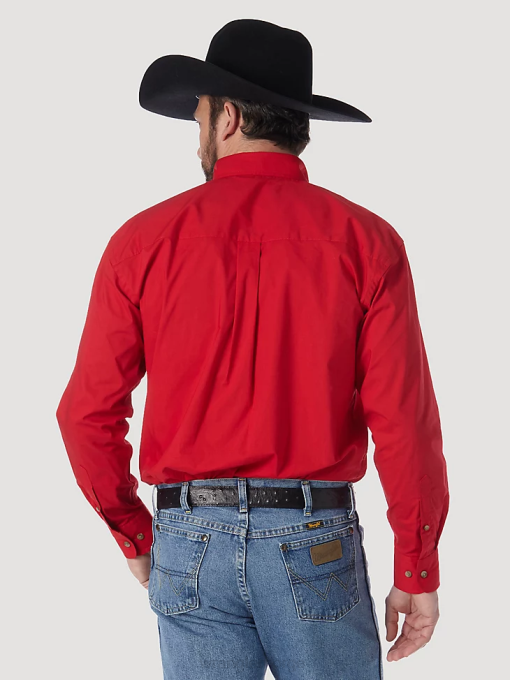 klær nei Wrangler menn george strait  national patriot solid skjorte med knapper rød (mgs274r) 8V40373