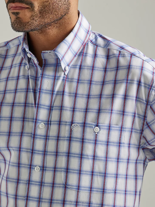 klær nei Wrangler menn george stredet kortermet 1-lomme rutet skjorte med knapper americana plaid (112327830) 8V40308