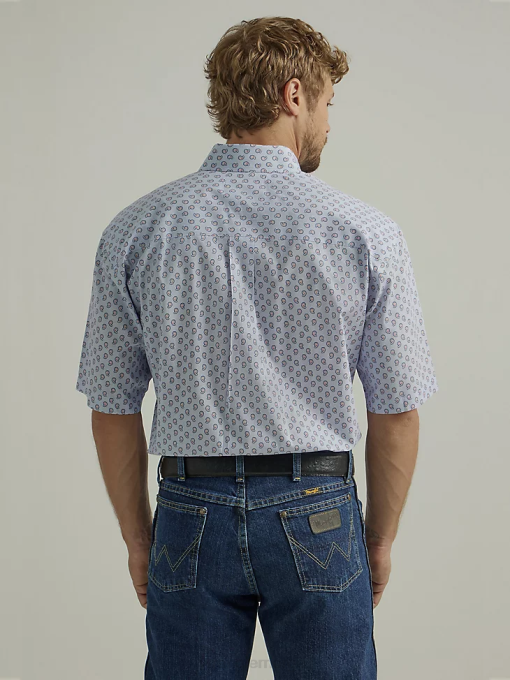klær nei Wrangler menn george stredet kortermet skjorte med 2 lommer med trykkknapper paisleyblå (112327823) 8V40366