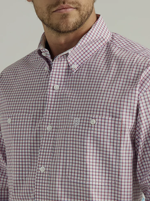 klær nei Wrangler menn george stredet langermet knapp ned tolommers rutete skjorte sjekk rød (112327838) 8V40325