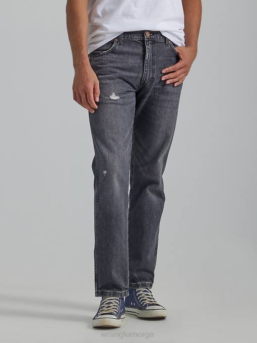 klær nei Wrangler menn greensboro jeans med rett ben revet svart (112335458) 8V4065