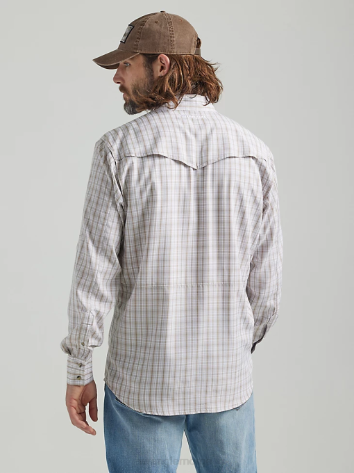 klær nei Wrangler menn langermet rutete skjorte med trykknapper brun pledd (112326185) 8V40435