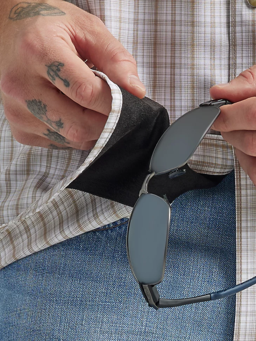 klær nei Wrangler menn langermet rutete skjorte med trykknapper brun pledd (112326185) 8V40435