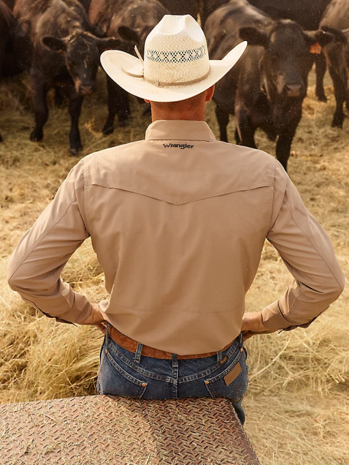 klær nei Wrangler menn langermet solid skjorte for ytelse overskyet (112323768) 8V40432