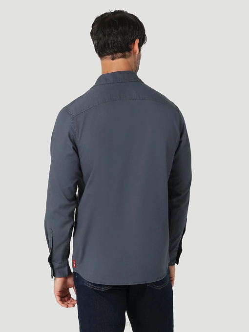 klær nei Wrangler menn langermet twill/denimskjorte ombre blå (112324399) 8V40374