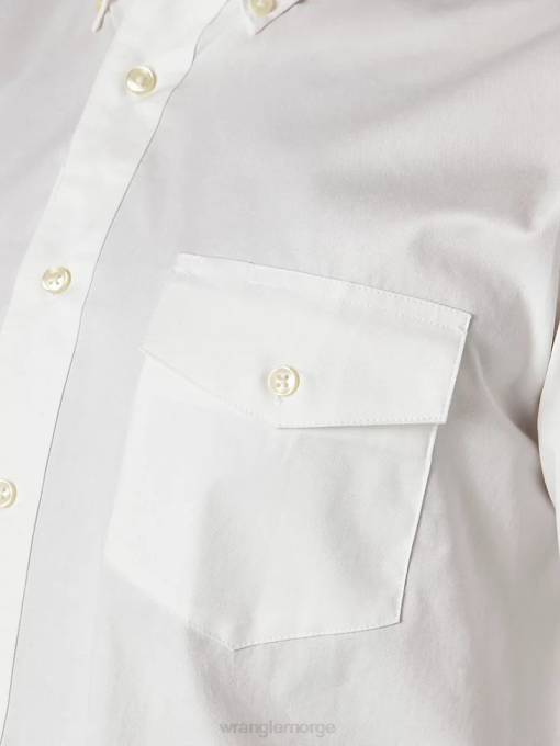 klær nei Wrangler menn malt ørken langermet lettvekts skjorte i solid twill med knapper hvit (71135ch) 8V40298