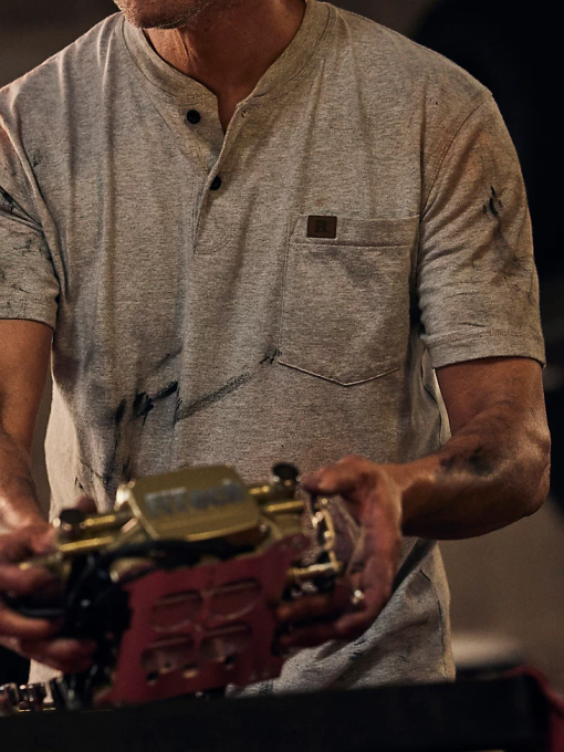 klær nei Wrangler menn riggs arbeidsklær kortermet henley askelyng (3w760ah) 8V40657