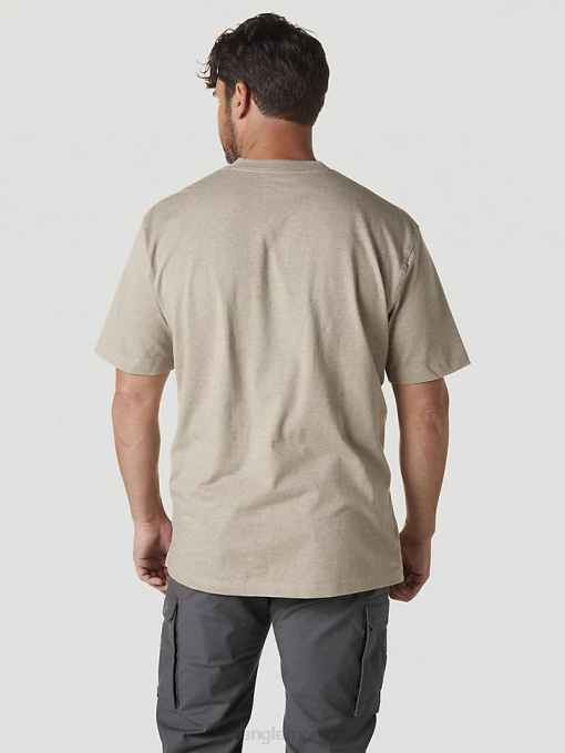 klær nei Wrangler menn riggs arbeidsklær kortermet henley havregrynlyng (3w760oh) 8V40272